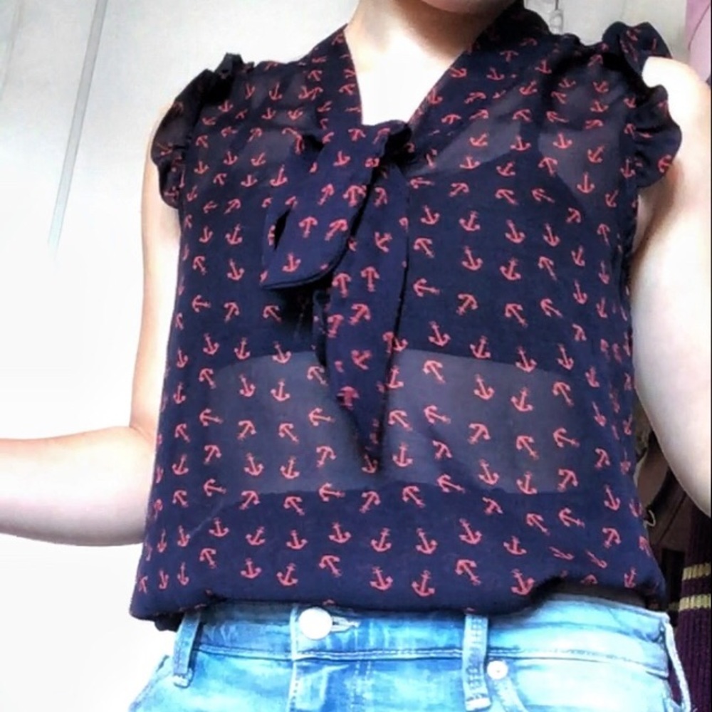 Sheer anchor patterned blouse