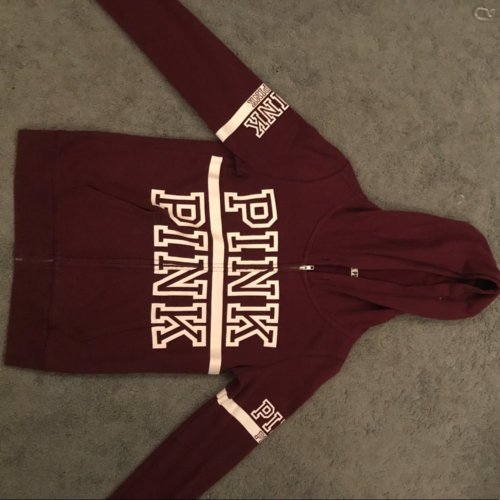 Pink maroon full-zip sweatshirt