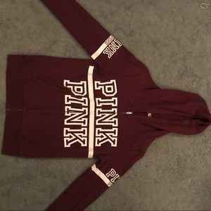 Pink maroon full-zip sweatshirt