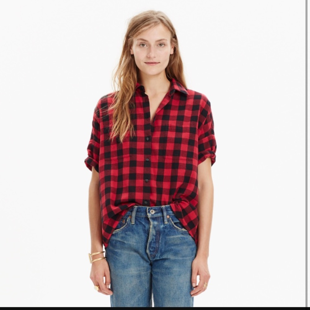 Madewell courier buffalo plaid xs