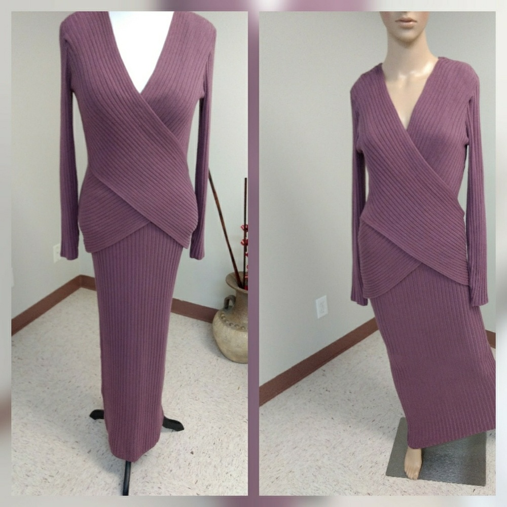 Shape fx Faux Wrap, Long Sweater Dress Medium