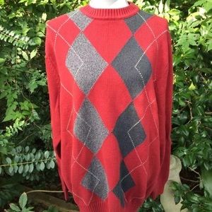 Alexander Julian Mens Size XLT Sweater Argyle