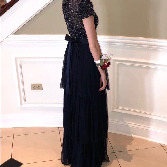 Navy Blue Ruffle Gown - Picture 3 of 3