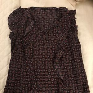 Banana Republic navy ruffle silk blouse