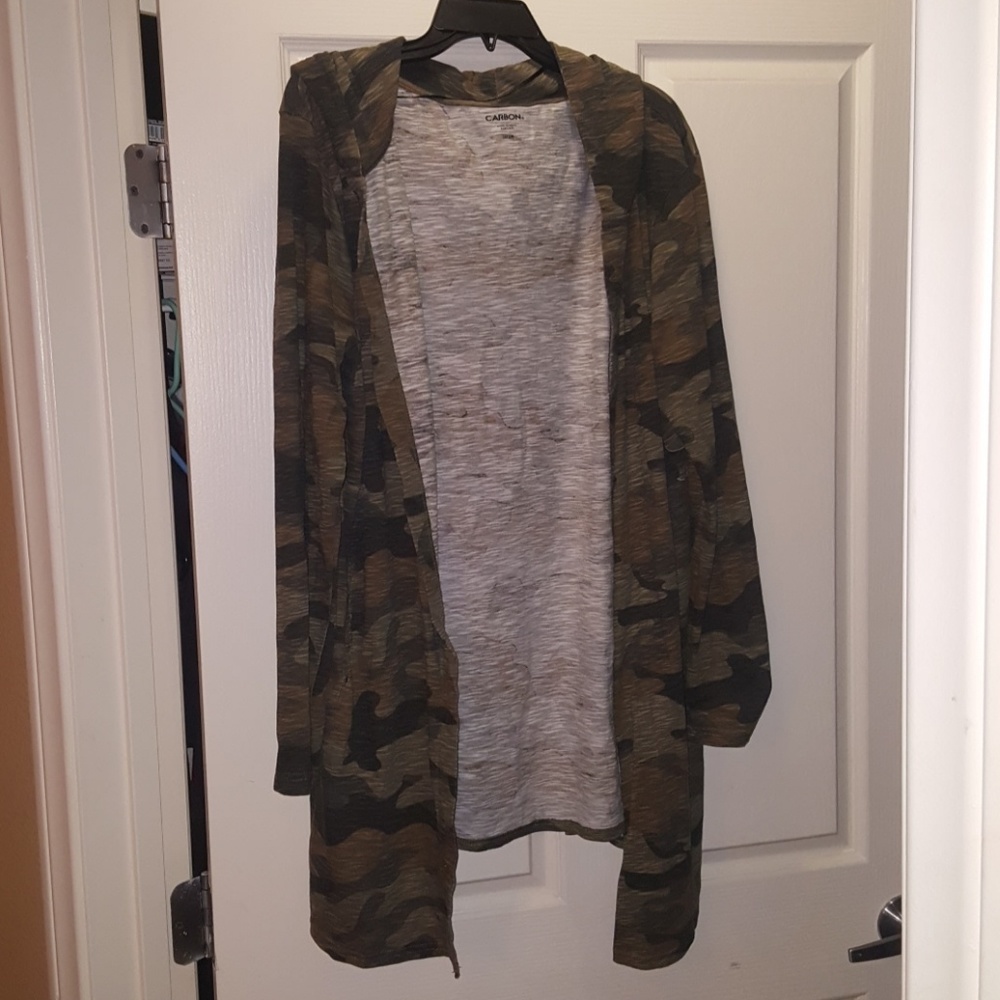 Hooded Camo Cardigan