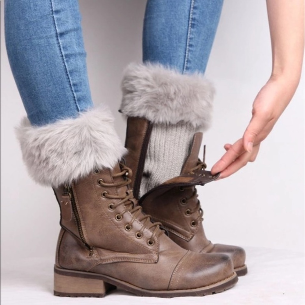 2-for-1 BOGOWarm Winter Fur Cuff Knit Boot Toppers - Picture 1 of 8