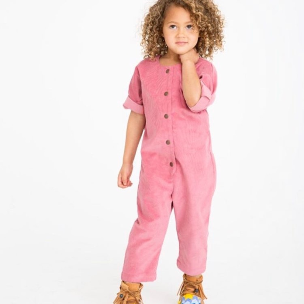 Ultraviolet Kids Mechanic Jumper in Dusty Rose