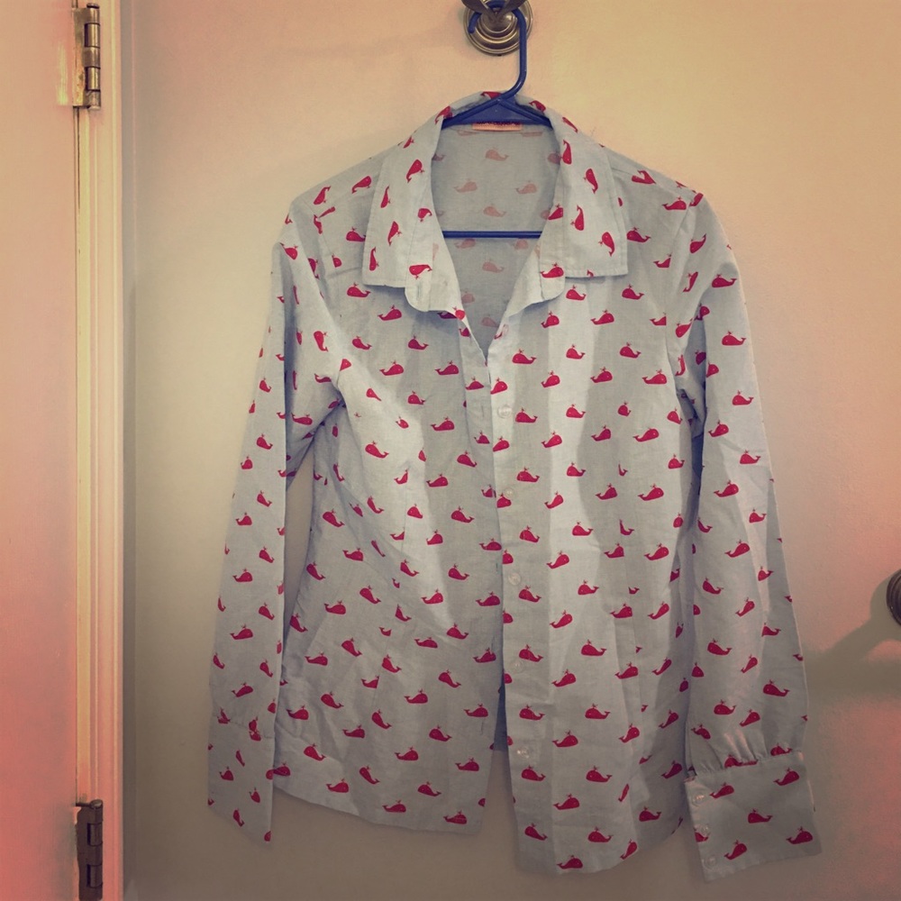 Modcloth cotton button down with whales