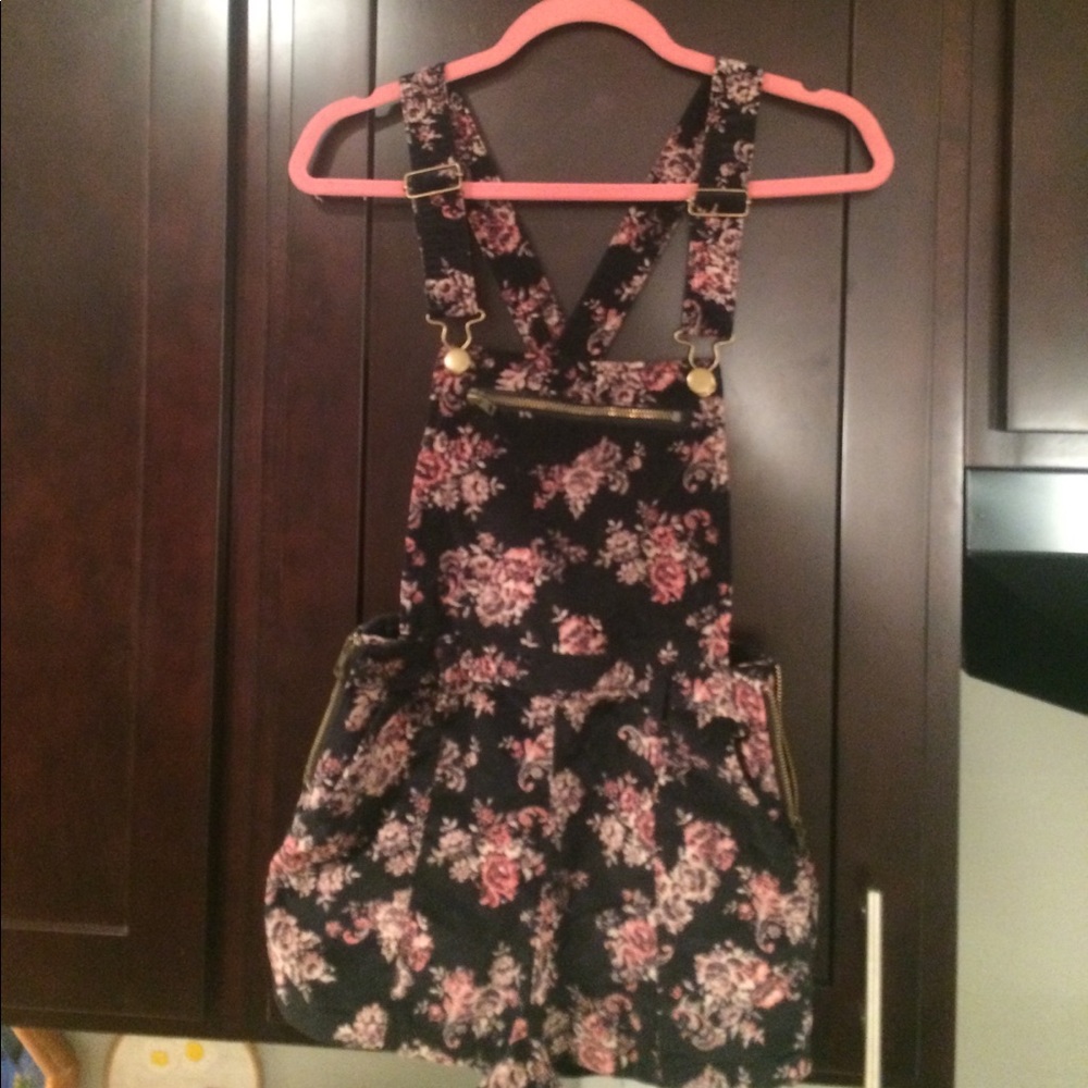 Velvet floral overalls from urban outfitters