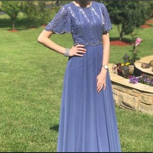 Elegant Short Sleeve Beaded Gown