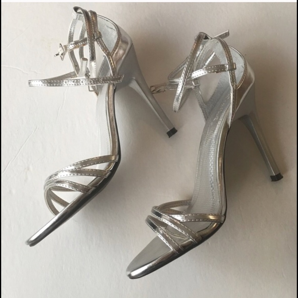 Silver Strappy Heels