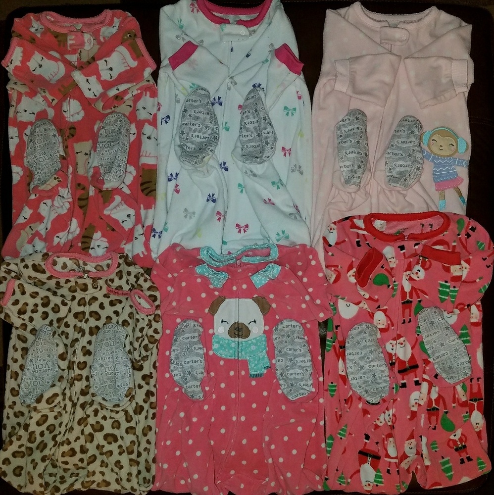 ❌SOLD❌  Fleece Footed Pajamas. Size 2T- LOT of 6