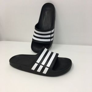 Adidas duramo men's black white Slides Athletic 9