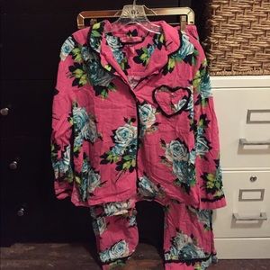 Betsey Johnson Pink & Blue Flower Pajama Set