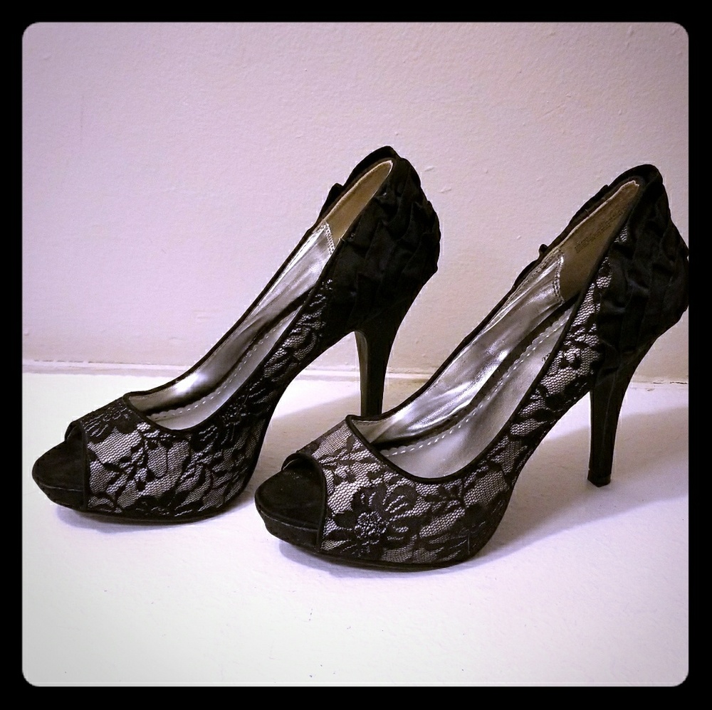 Black and White Lace Heels