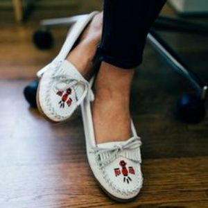 White Leather Moccasins