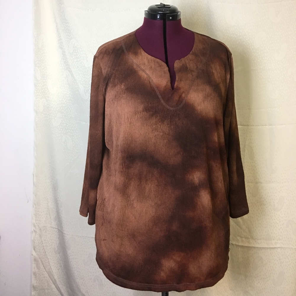 Gloria Vanderbilt tunic tops X two brown & red 2x
