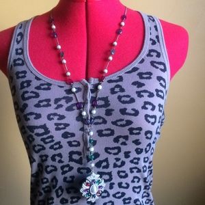 Long Pearl & Rhinestone Necklace
