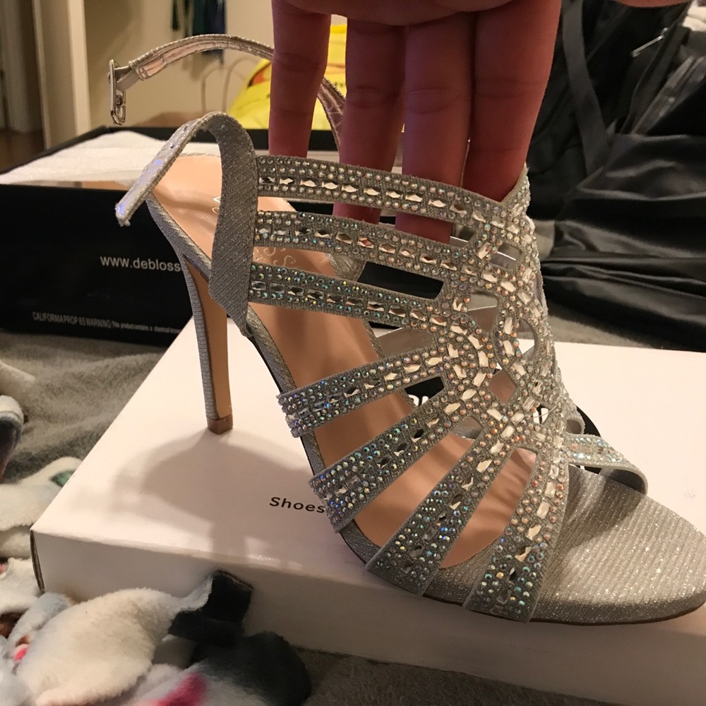 Sparkly  strappy sequin silver heels