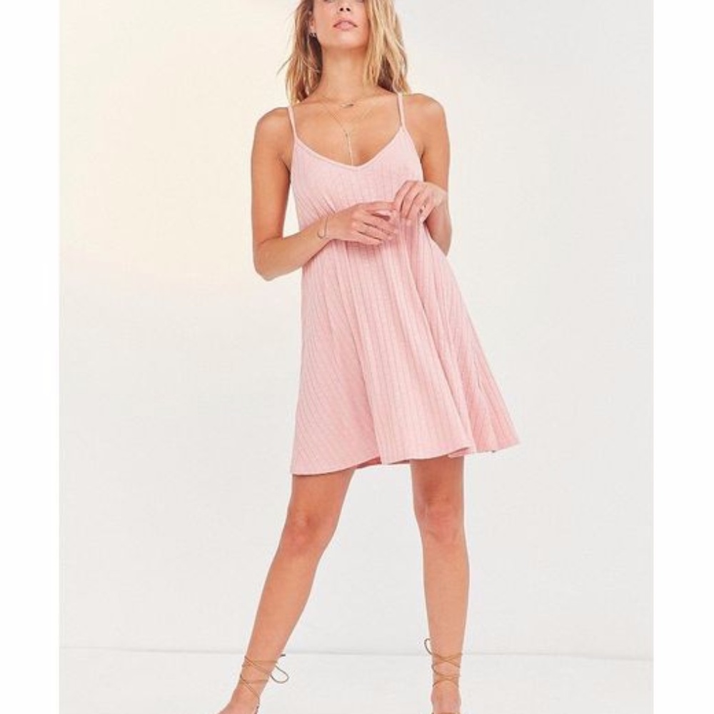 *******SOLD++++++Wide-Ribbed Knit Slip Dress Pink