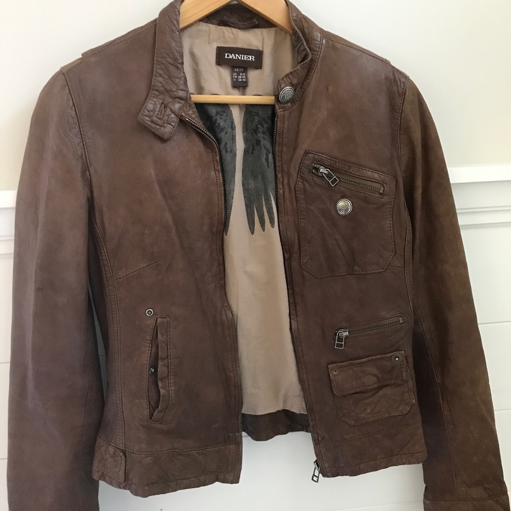 Brown leather jacket