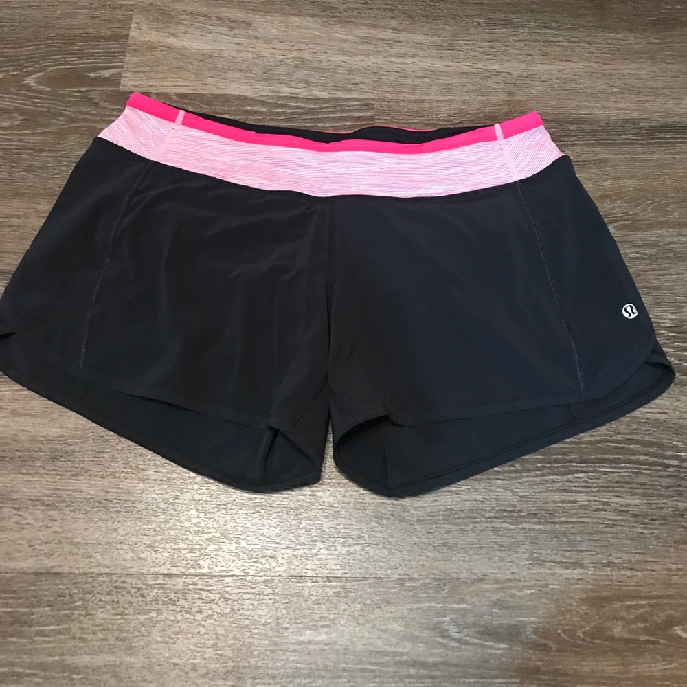 Lululemon Black and Pink 4” Run Times Shorts