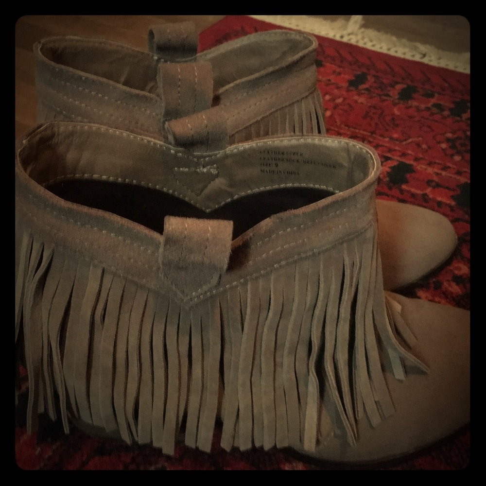 Fringe ankle boots