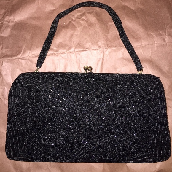 BEADS  LARGE CLITCH BAG - Picture 1 of 7