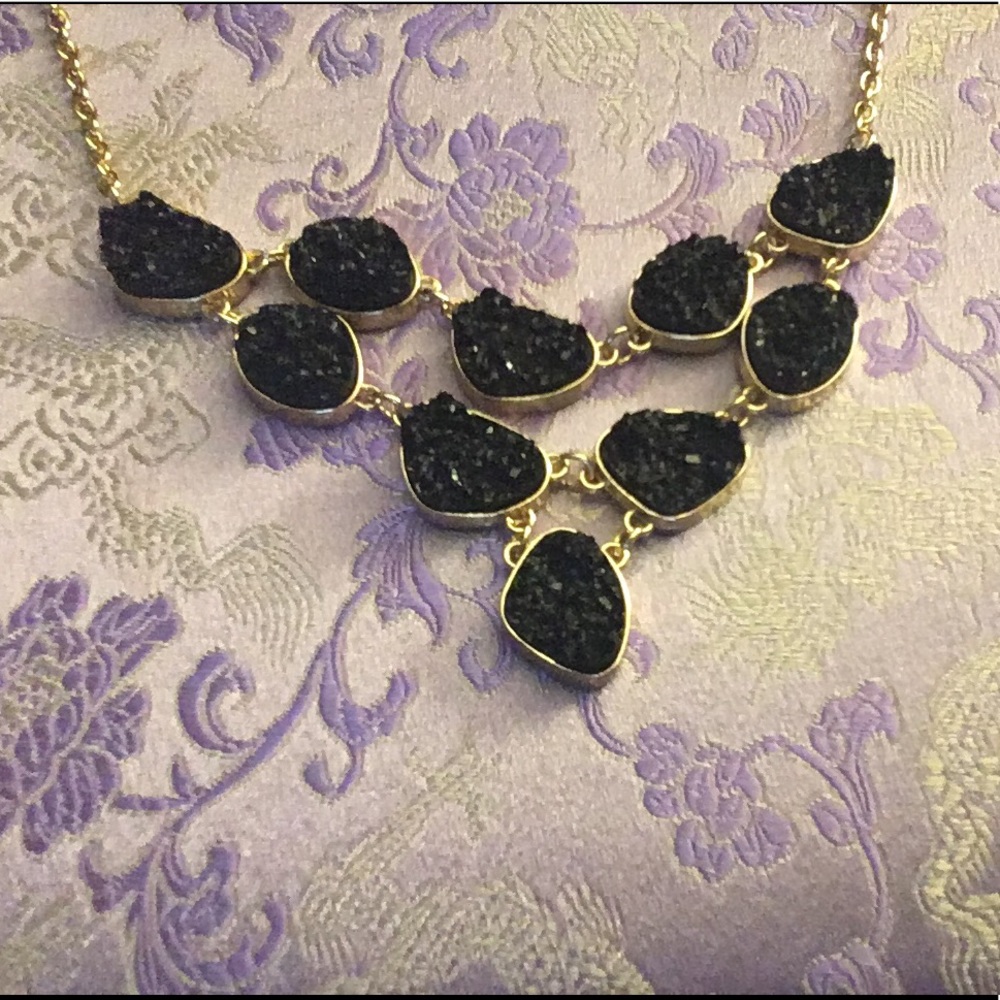 Black Druzy Statement Necklace