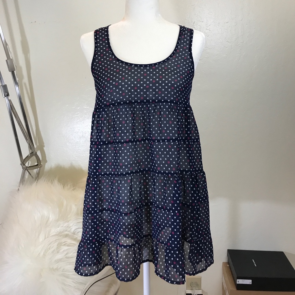 Mimi Chica see through polka dotted tiered tunic