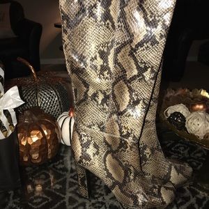 Snake print boots, worn once or twice.