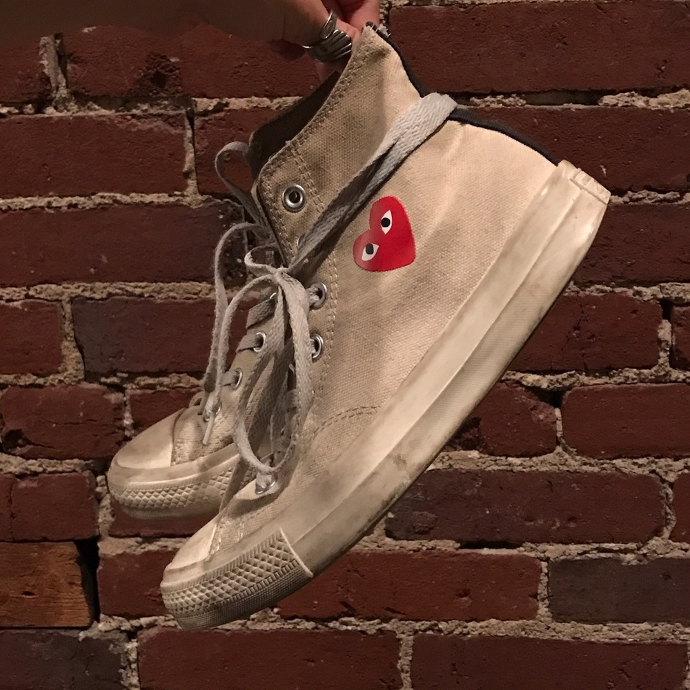 Comme des Garçons cream high top Converse sz 8