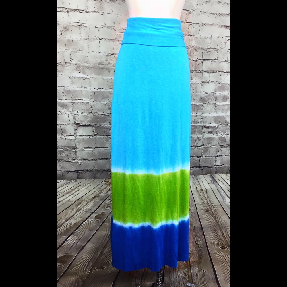 Lucky skirt tie-dye maxi green/navy/teal sz xs/sp