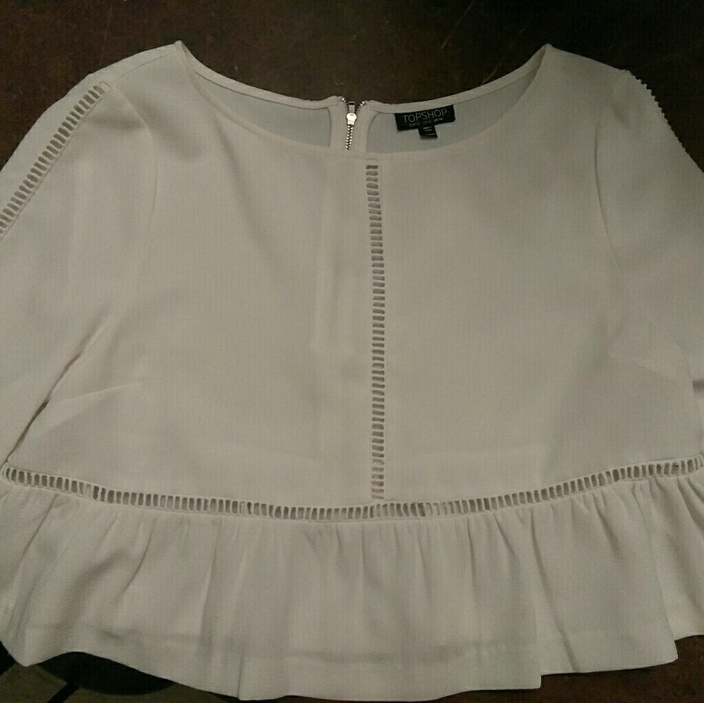 Cream Topshop cropped peplum top