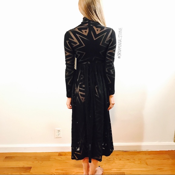 MARA HOFFMAN BURN OUT STAR SHEER  MIDI DRESS #J39 - Picture 3 of 7