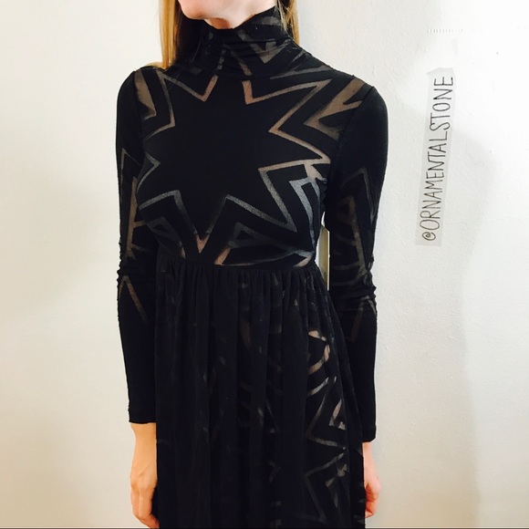 MARA HOFFMAN BURN OUT STAR SHEER  MIDI DRESS #J39 - Picture 4 of 7