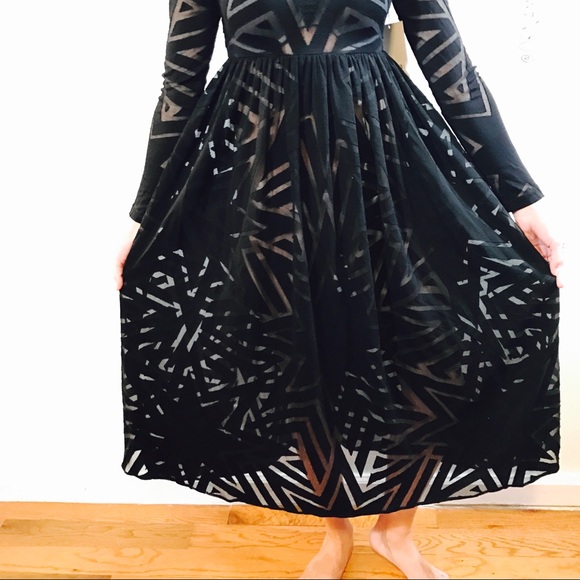 MARA HOFFMAN BURN OUT STAR SHEER  MIDI DRESS #J39 - Picture 5 of 7