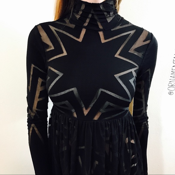 MARA HOFFMAN BURN OUT STAR SHEER  MIDI DRESS #J39 - Picture 6 of 7