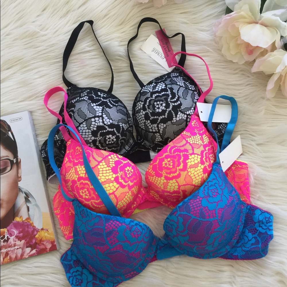 3 Size 36B Extreme Push-up Double Padded Bras