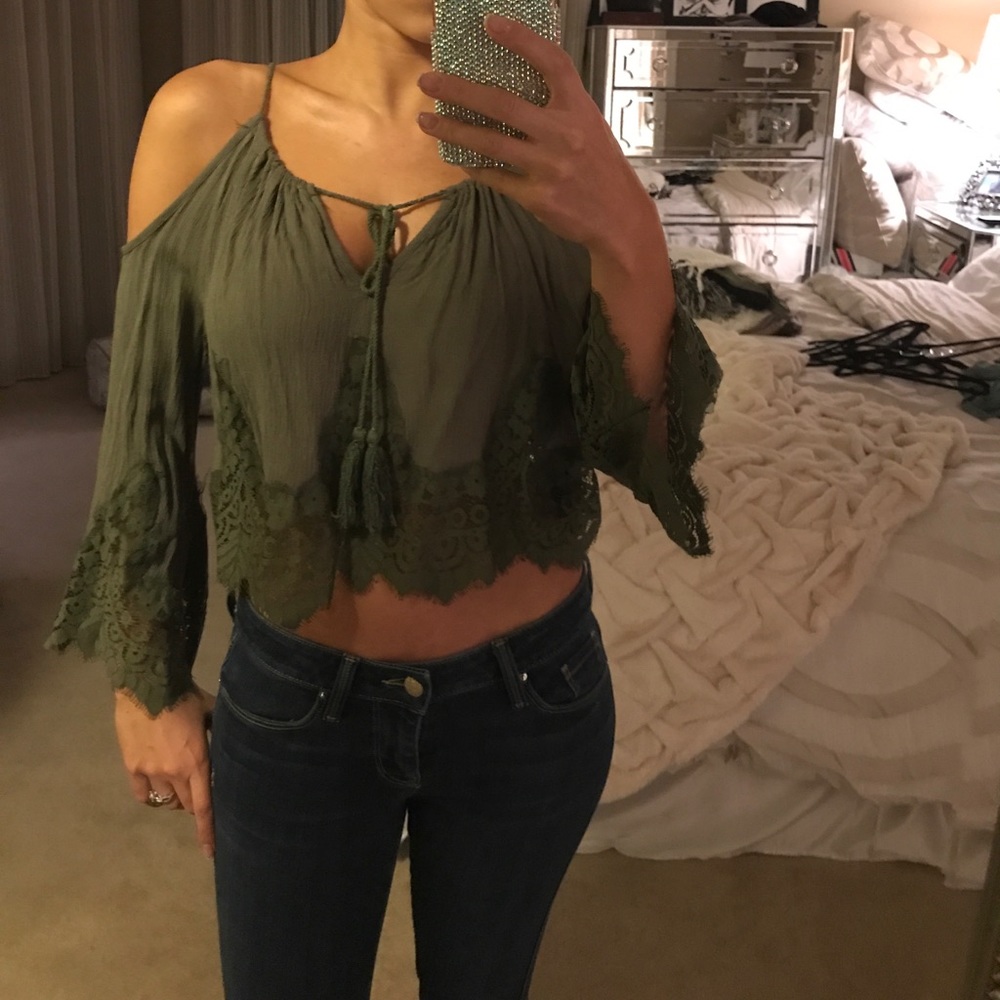 Showpo Lace cold shoulder crop top