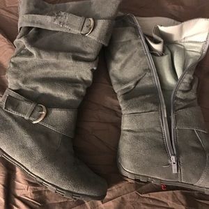 Gray tall boots