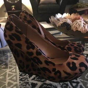 Animal print wedges.