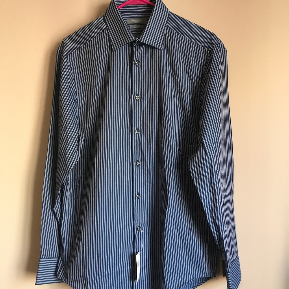NWT Slim Fit Navy Striped Work Shirt