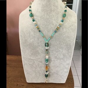 Turquoise Crystal Beaded Lanyard