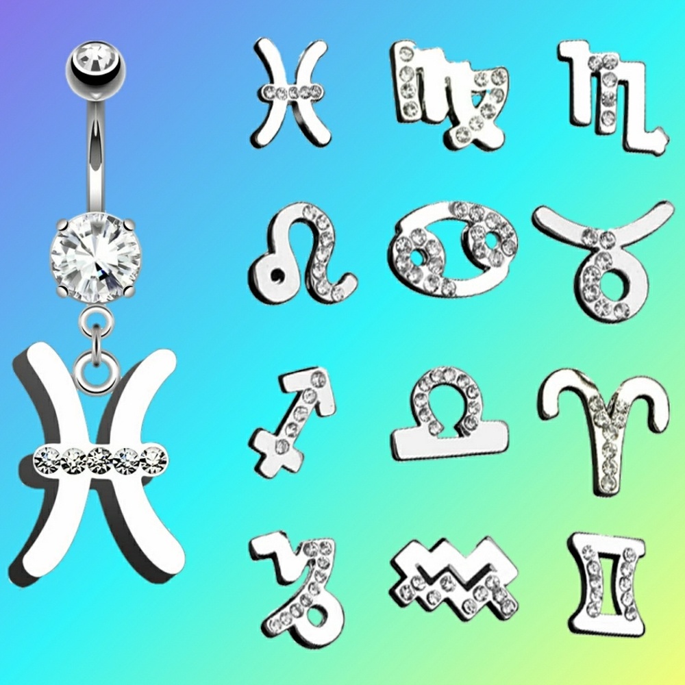 One Zodiac Sign Belly Button Ring