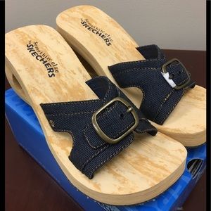 Skechers Denim Wedge Sandals