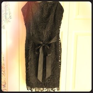 Adrianna Papel Black strapless cocktail dress