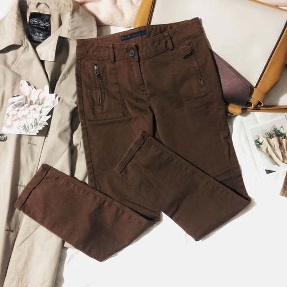 Zara Denim - [ZARA] BROWN SKINNY TROUSERS w/ Zip Pockets