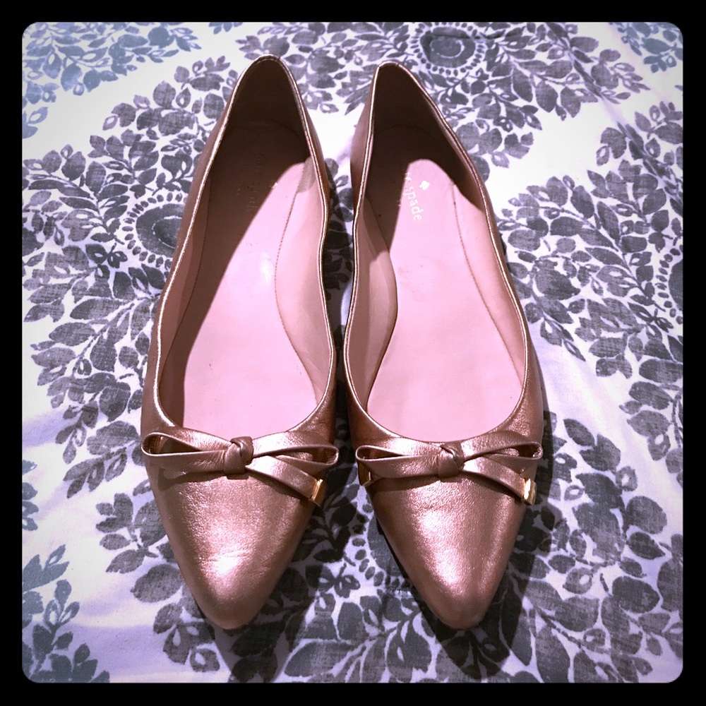 Kate Spade Leather Rose gold flat