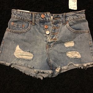 High waisted distressed denim shirts